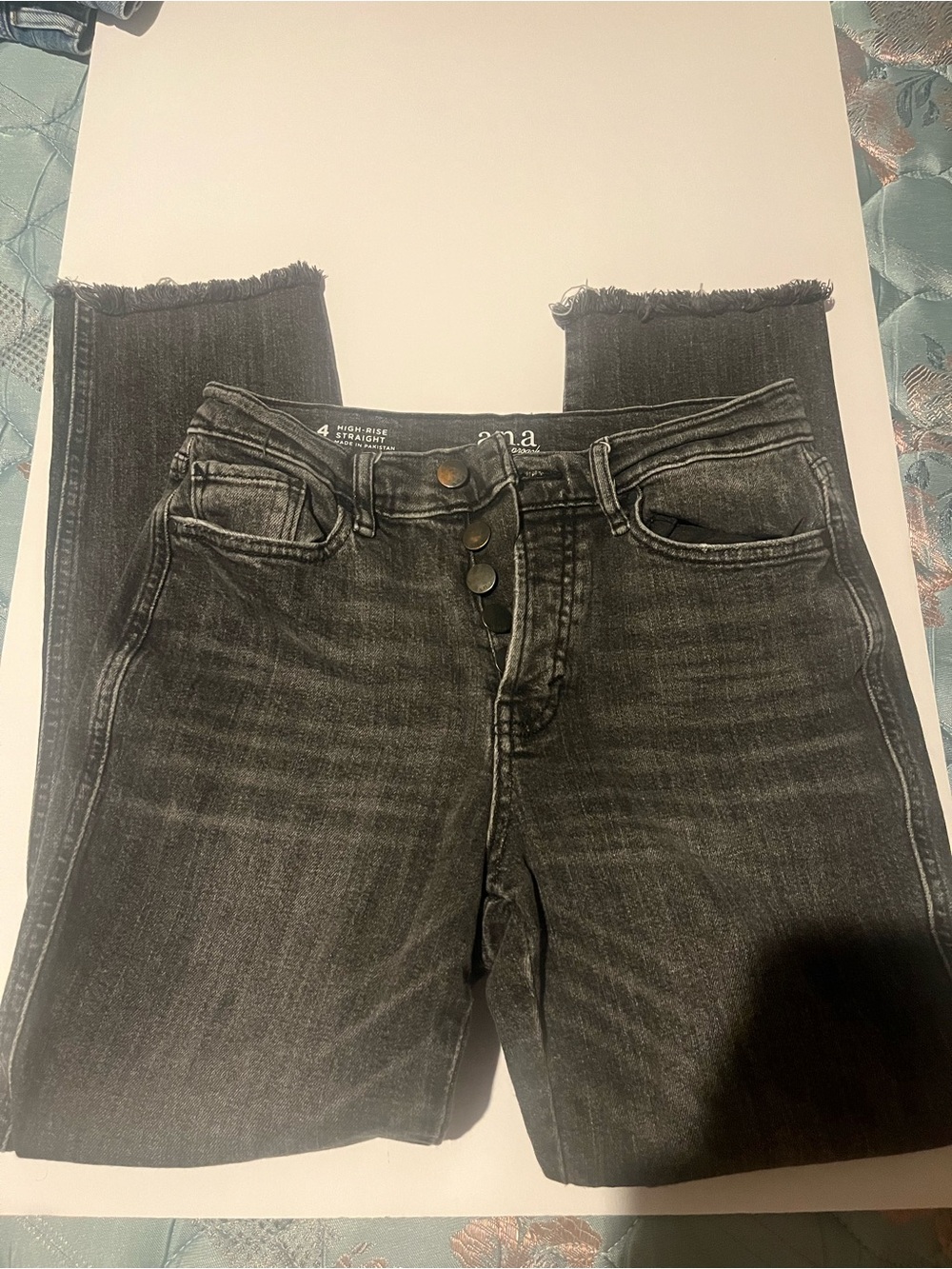 a.n.a High-Rise Black Button-Fly Jeans